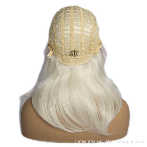 613 Blonde Short Bob premium synthetic wig Glueless Straight Middle Part Hair Wigs Synthetic lace front wig fiber hair